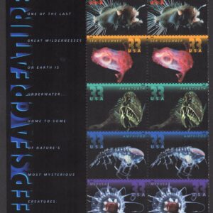 Scott #3443a (3439-43) Deep Sea Creatures Title Block of 10 Stamps - MNH