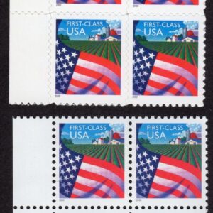 Scott #3448-3449 Flag Over Farm Plate Blocks of 4 Stamps - MNH UL/LL