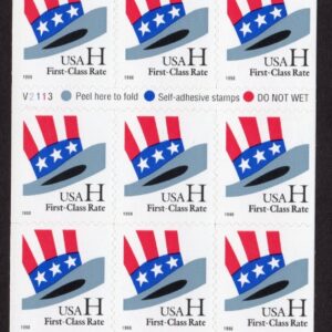 Scott #3268c Hat H Stamp Booklet Pane of 20 Stamps - MNH P#V2113