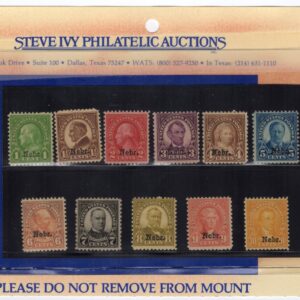 Scott #669-679 Nebraska Overprint Single Stamps - MNH w/original Auction Card
