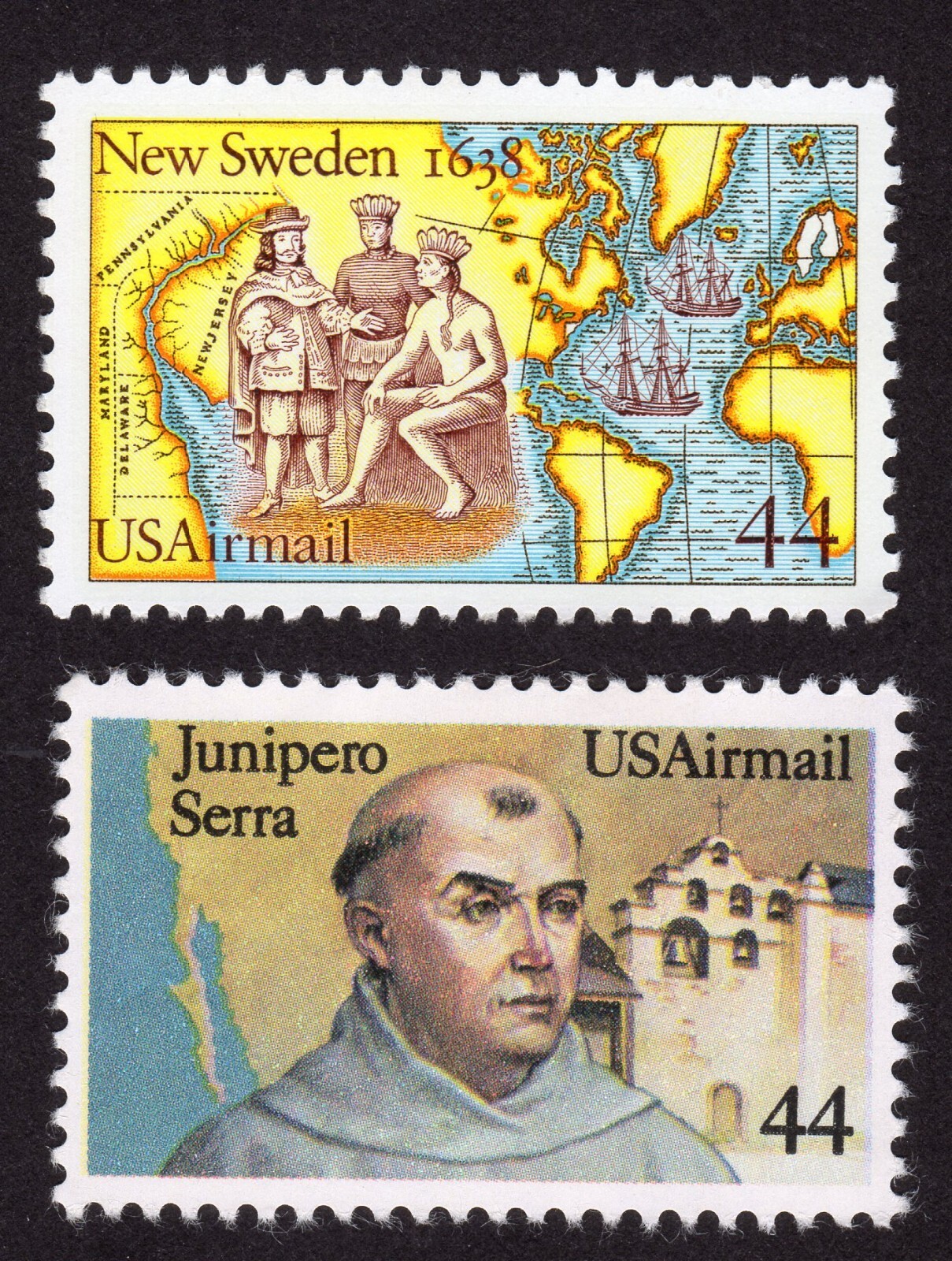Scott #c116 & c117 New Sweden & Junipero Serra Airmail Single Stamps - MNH