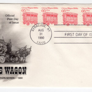 Scott #2452 Circus Wagon (08/31/1990) Artcraft Coil of 5 FDC Syracuse NY