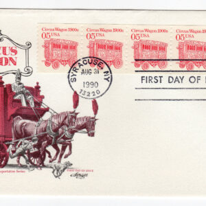 Scott #2452 Circus Wagon (08/31/1990) Artmaster Coil of 5 FDC Syracuse NY