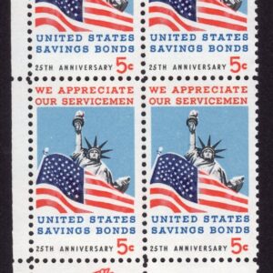 Scott #1320 Flag & Statue of Liberty 5¢ Zip Block of 4 Stamps - MNH
