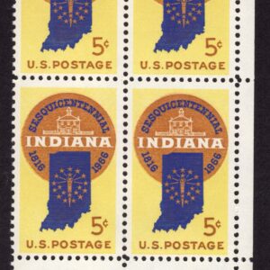 Scott #1308 Indiana Zip Block of 4 Stamps - MNH