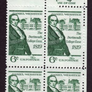 Scott #1380 Daniel Webster Zip Block of 4 Stamps - MNH UR
