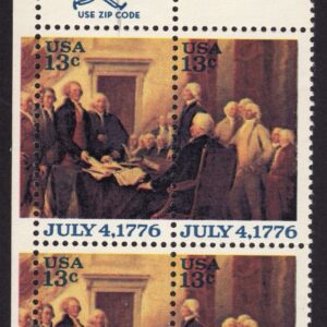 Scott #1693-1694 Declaration of Independance Zip Block of 4 Stamps - MNH