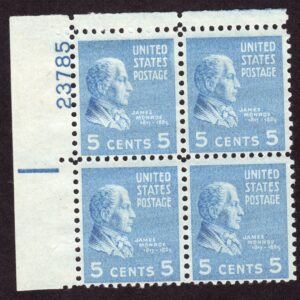 Scott #810 James Monroe Plate Block of 4 Stamps - MNH P#23785 UL