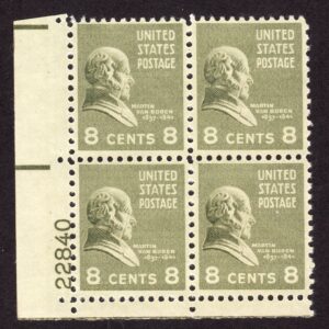 Scott #813 Martin Van Buren Plate Block of 4 Stamps - MNH P#22840 LL