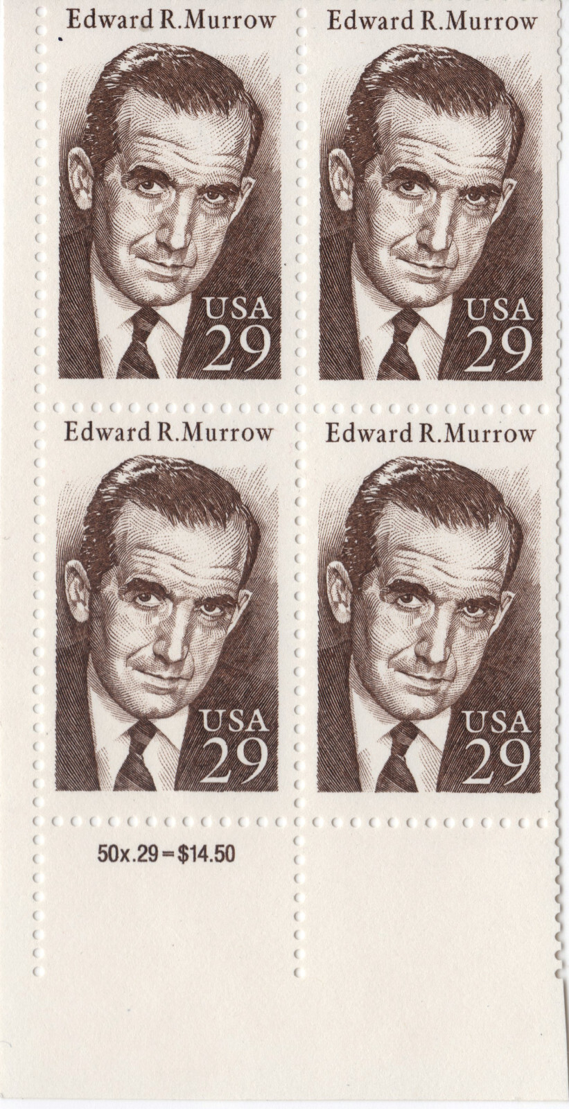 Scott #2812 Edward Murrow Price Corner Block of 4 Stamps - MNH