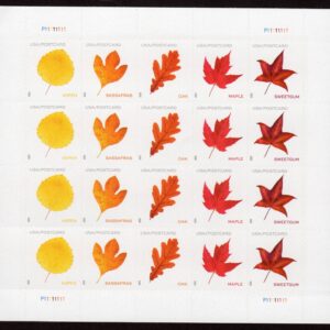 Scott #5970a (5966-70) Vibrant Leaves Postcard Sheet of 20 Stamps - MNH