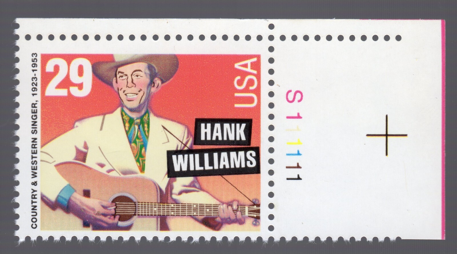 Scott #2723A Hank Williams Plate # Single Stamp - MNH