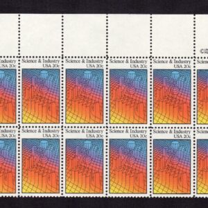 Scott #2031 Science & Industry Plate Block of 20 Stamps MNH P#799-8 UR PC#7