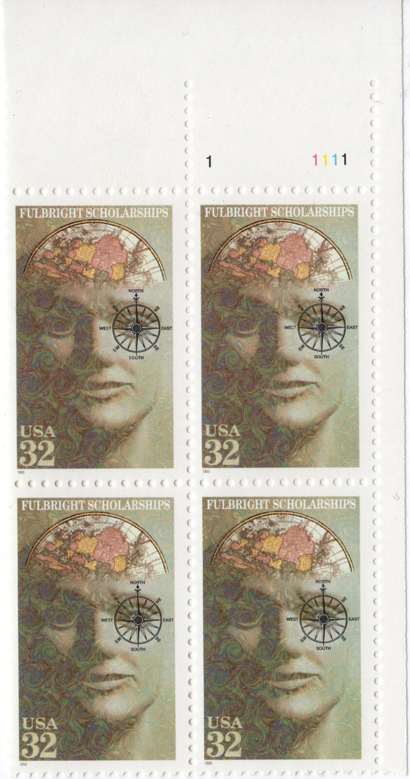 Scott #3065 Fulbright Scholarships Plate Block of 4 Stamps - MNH