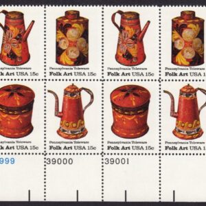 Scott #1778a Folk Art (Pennsylvania Toleware) Plate Block of 16 Stamps - MNH LL
