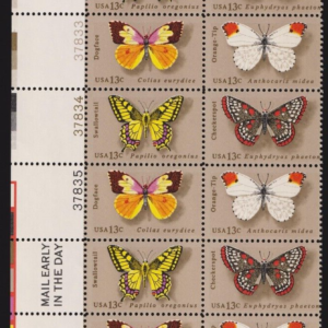 Scott #1715a (1712-15) Butterflies Plate Block of 20 Stamps - MNH #2