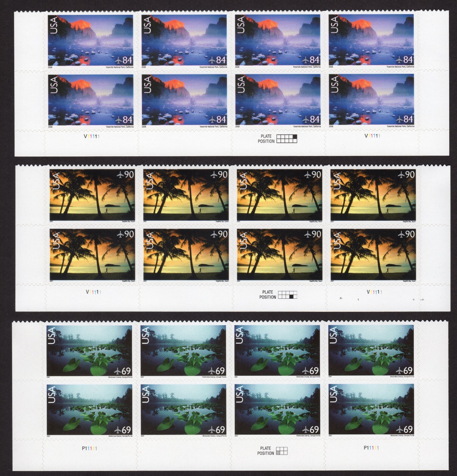 Scott #c141-c142-c143 National Park Plate Block of 8 Air Mail Stamps MNH Bottom