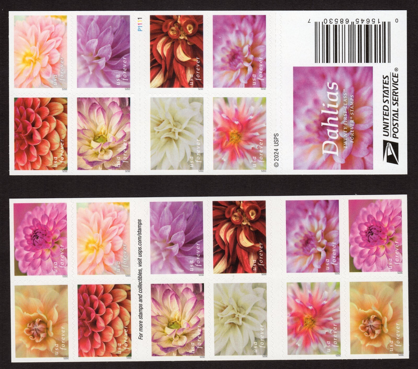 Scott #6001b (5992-01) Dahlias Booklet Pane of 20 Forever Stamps - MNH