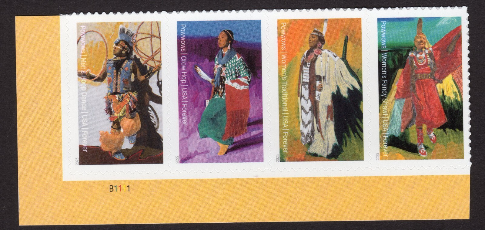 Scott #5978-5981a PowWows Native American Culture Plate Strip 4 Stamps - MNH LL