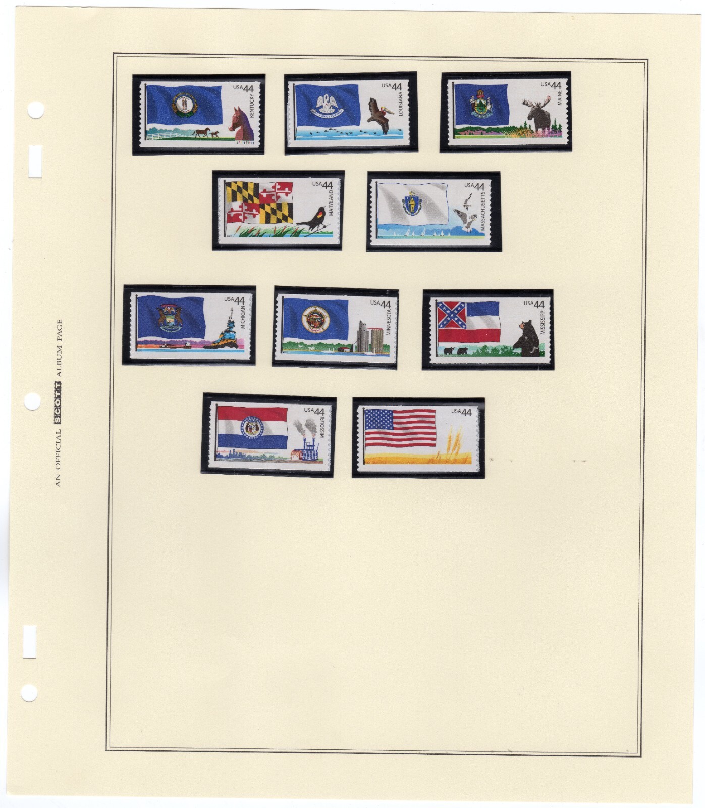 Scott #4302b (4297a & 4302a) Flags of Our Nation Album Page Coil Stamps - MNH