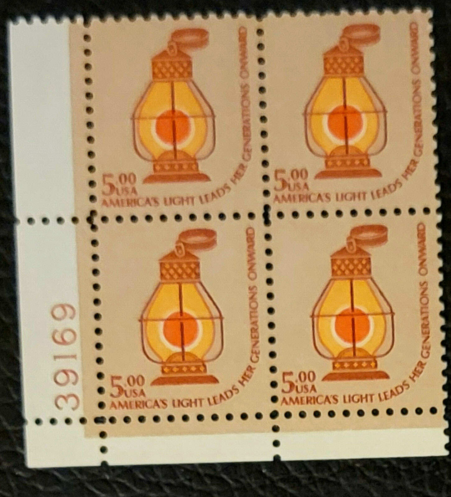 Scott #1612 Railroad Conductors Lantern Plate Block of 4 Stamps - MNH P#39169 LL