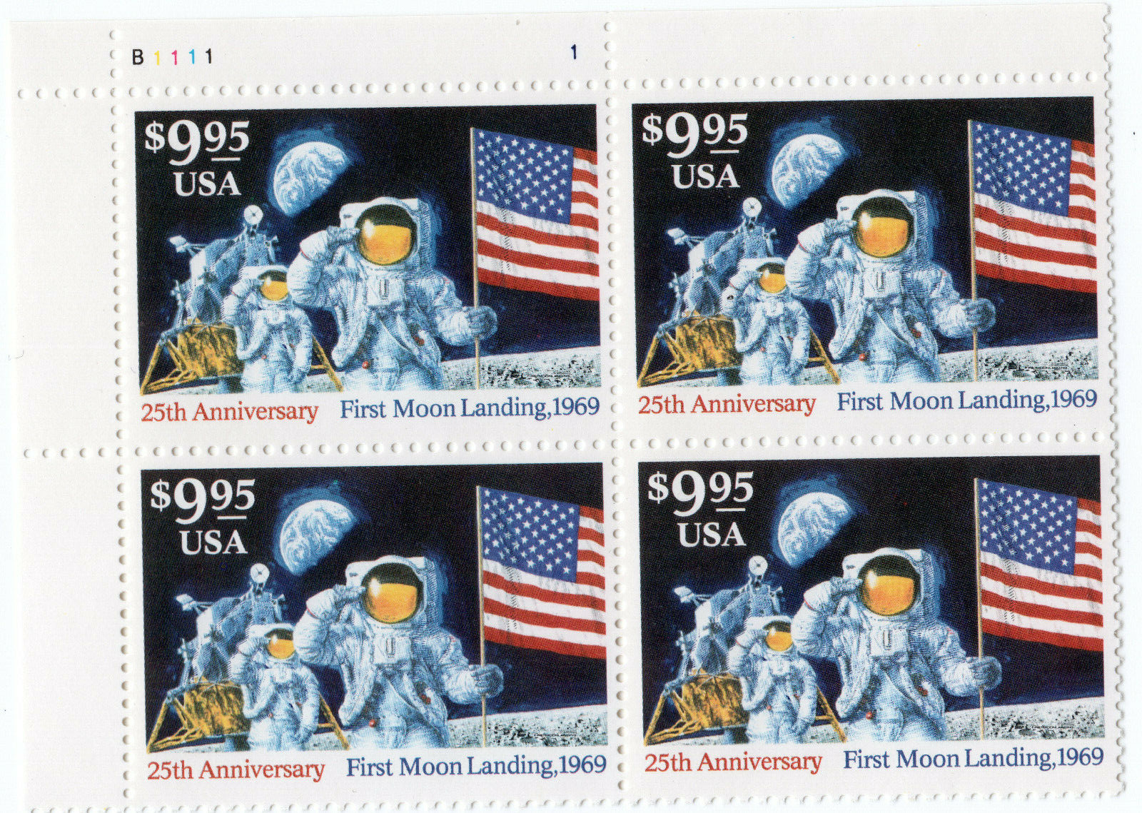 U.S. Scott #2842 Moon Landing ($9.95) Plate Block Of 4 Stamps - MNH