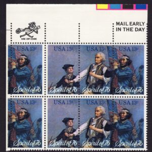 Scott #1631a Spirit of '76 Zip Block of 8 Stamps - MNH UL
