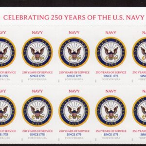 Scott #6012 US Navy 250th Anniversary Title Block of 10 Forever Stamps - MNH