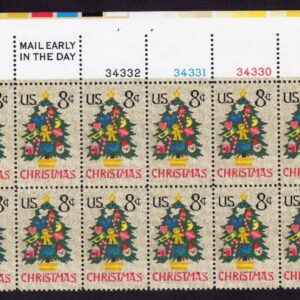 Scott #1508 Decorated Christmas Tree Plate Block of 20 Stamps - MNH UR