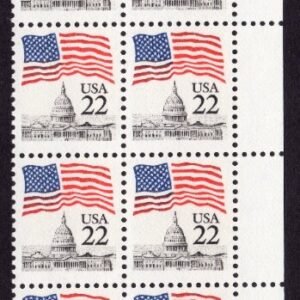 Scott #2114 Flag over Capitol Dome Plate Block of 20 Stamps - MNH UR P#3