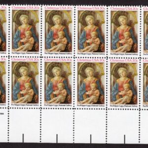 Scott #2107 Madonna (Lippi) Plate Block of 20 Stamps - MNH LR PC#3