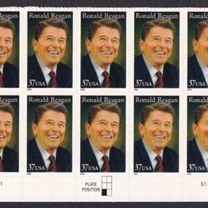 Scott #3897 Ronald Reagan Plate Block of 10 Stamps - MNH Bottom