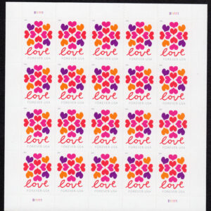 Scott #5339 Love Hearts Sheet of 20 Forever Stamps - MNH