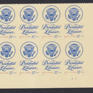 Scott #3930 Presidential Libraries Plate Block of 8 Stamps - MNH LR