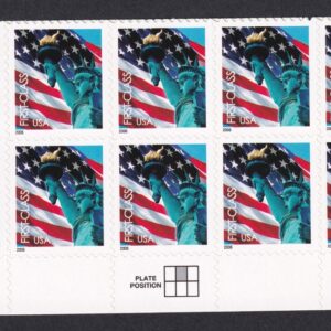 Scott #3966 Statue of Liberty & Flag Plate Block of 10 Stamps - MNH Bottom