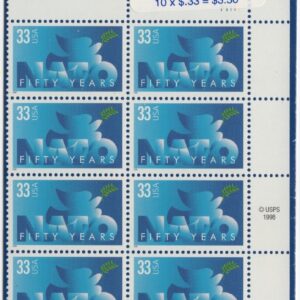 Scott #3354 NATO 50th Half Sheet of 10 Stamps - Sealed