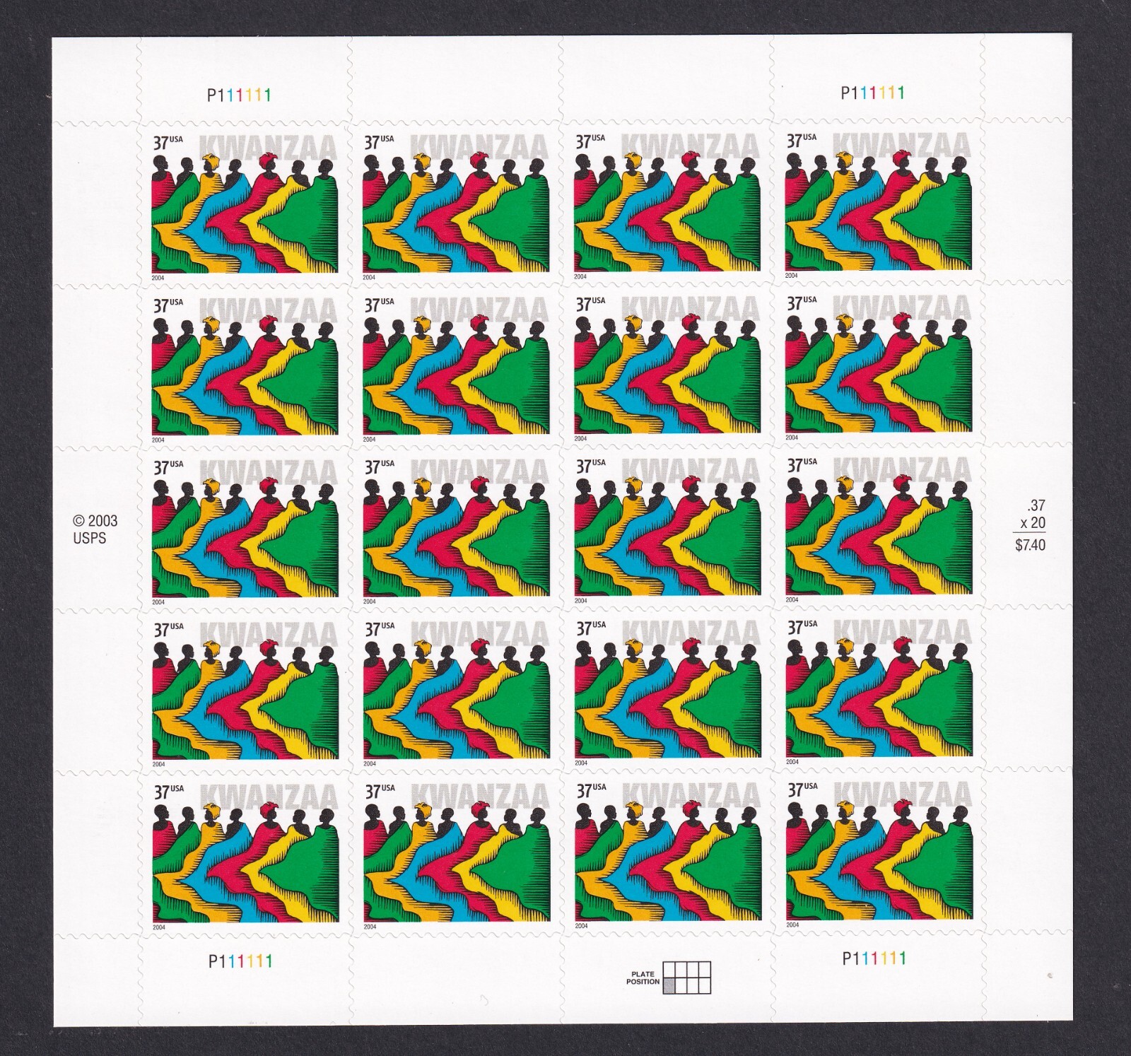 Scott #3881 Kwanzaa Sheet of 20 Stamps - MNH