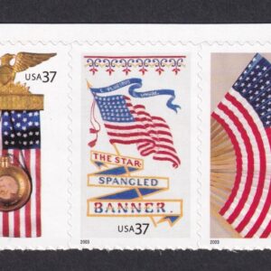 Scott #3780a (3776 from BK294) Old Glory Strip of 5 Stamps - MNH w/Selvage - Top
