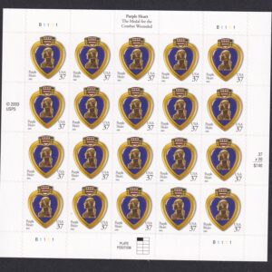 Scott #3784 Purple Heart Sheet of 20 Stamps - MNH