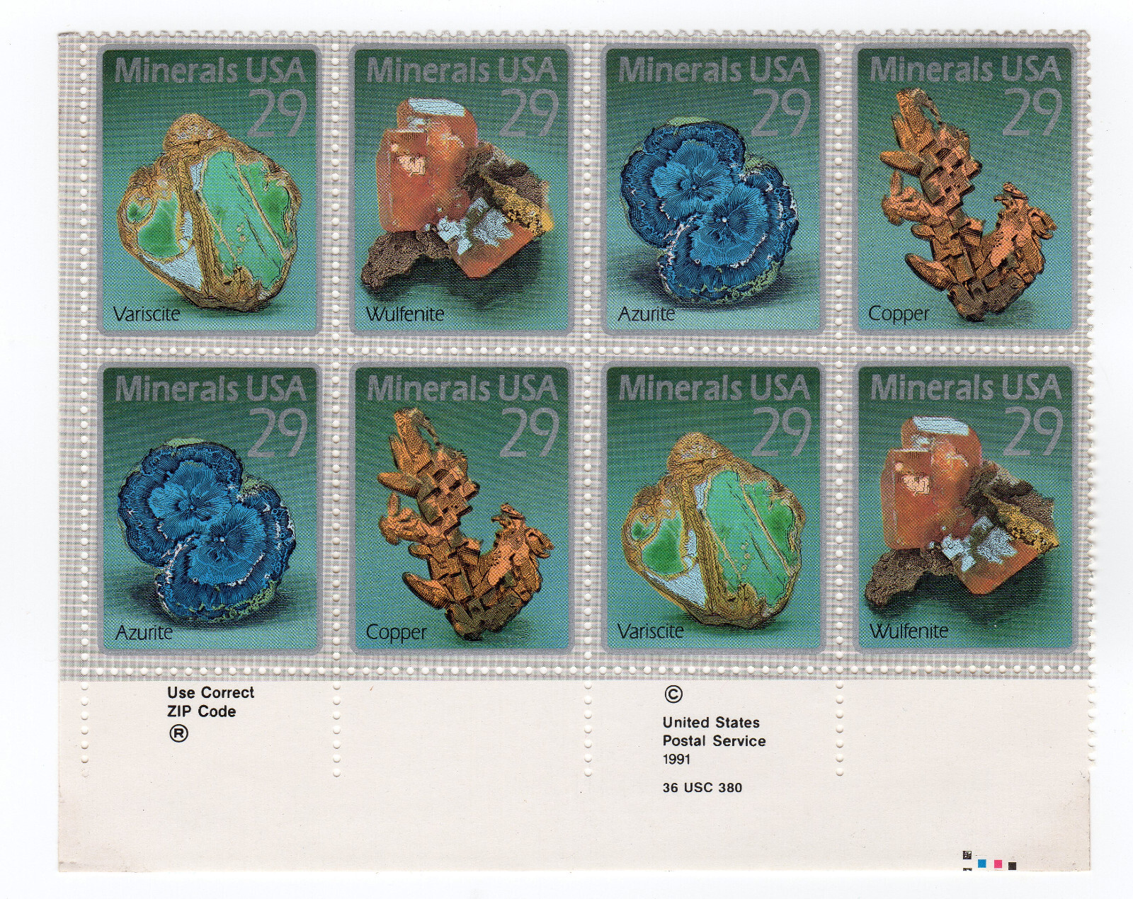 Scott #2703a (2700-03) Minerals Zip Block of 8 Stamps - MNH
