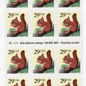 Scott# 2489a Red Squirrel Booklet of 18 Stamps - MNH P#D11111