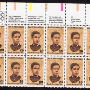 Scott #2567 Jan Matzeliger Black Heritage Plate Block of 20 Stamps - MNH UL