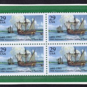 Scott #2805 Columbus Landing Puerto Rico Block of 4 Stamps - MNH