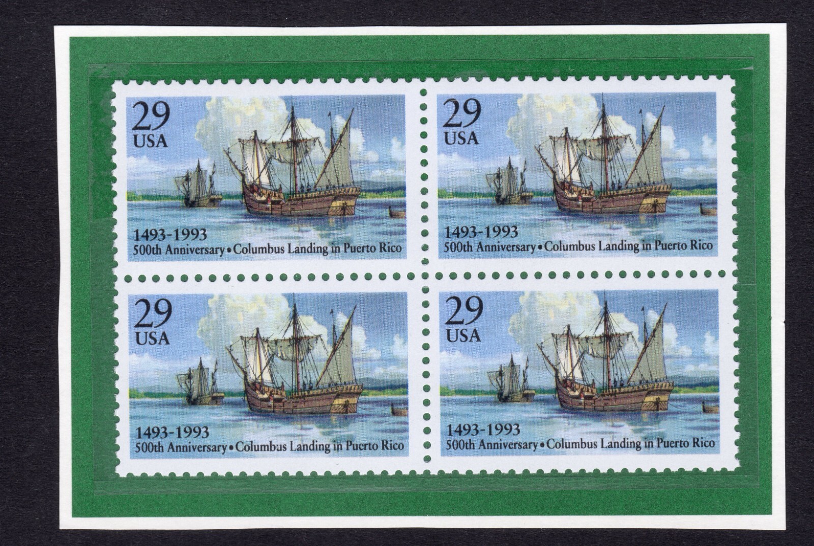 Scott #2805 Columbus Landing Puerto Rico Block of 4 Stamps - MNH