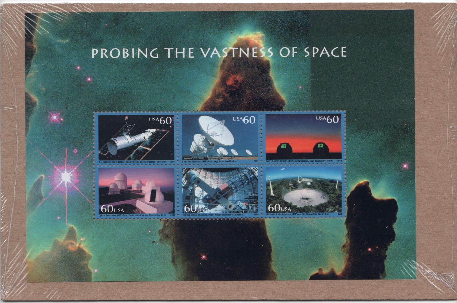 Scott #3409 Probing Vastness of Space Stamp Sheet - Sealed Brown