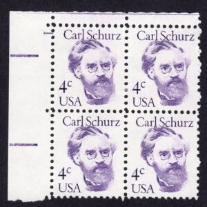 Scott #1847 Carl Schurz Plate Block Of 4 Stamps - MNH P#1 UL