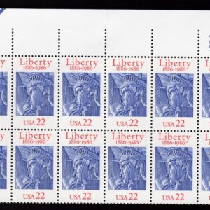 Scott #2224 Statue of Liberty Plate Block of 20 Stamps - MNH P#1 UL