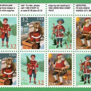Scott #3004-3007a Santa & Boy Plate Block Of 20 Stamps - MNH P#P4444 Top