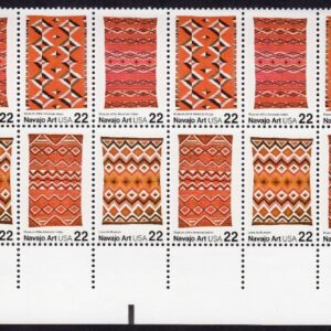 Scott #2238b Navajo Art Plate Block of 20 Stamps - MNH