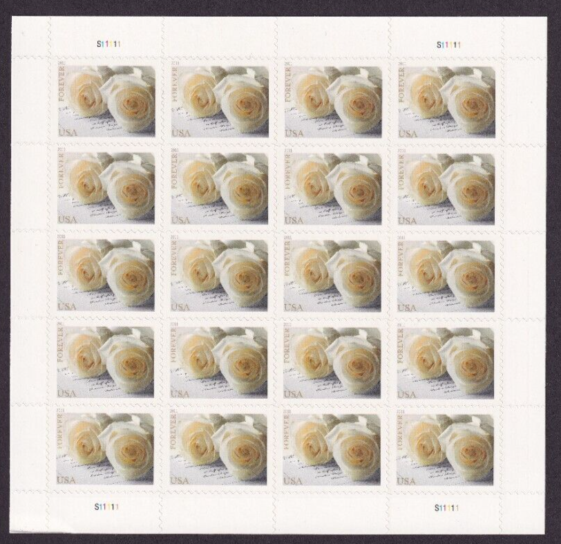 Scott #4520 Wedding Roses Full Sheet of 20 Forever Stamps - MNH